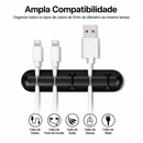 Organizador de Cabos em Silicone Autoadesivo – Suporte para 1, 3, 5 ou 7 Cabos | Mesa, Escritório e Home Office