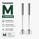Batedor de Ovos Semiautomático em Aço Inox – Misturador Manual Rápido para Ovos, Cremes e Massas