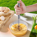 Batedor de Ovos Semiautomático em Aço Inox – Misturador Manual Rápido para Ovos, Cremes e Massas
