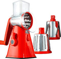 Ralador Rotativo Manual Multifuncional 3 Lâminas com Ventosa Antiderrapante para Queijo, Legumes e Vegetais