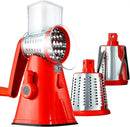 Ralador Rotativo Manual Multifuncional 3 Lâminas com Ventosa Antiderrapante para Queijo, Legumes e Vegetais