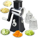 Ralador Rotativo Manual Multifuncional 3 Lâminas com Ventosa Antiderrapante para Queijo, Legumes e Vegetais