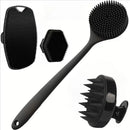 Kit Escovas de Silicone para Banho e Massagem Corporal – 4 Peças para Limpeza e Esfoliação da Pele