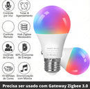 Lâmpada LED Inteligente Zigbee RGBW E27 B22 com Controle por App, Alexa e Google Home