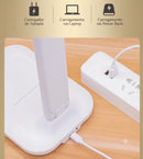 Luminária de Mesa LED Dobrável Recarregável USB com 3 Níveis de Brilho – Luz para Estudos e Trabalho