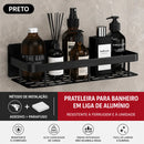 Prateleira Organizadora para Banheiro Autoadesiva em Alumínio | Porta Shampoo Sem Furos | Vivenza Home