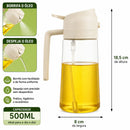 Spray de Óleo 2 em 1 para Cozinha 500ml – Pulverizador e Dispensador para Azeite, Vinagre e Óleo com Controle de Dosagem